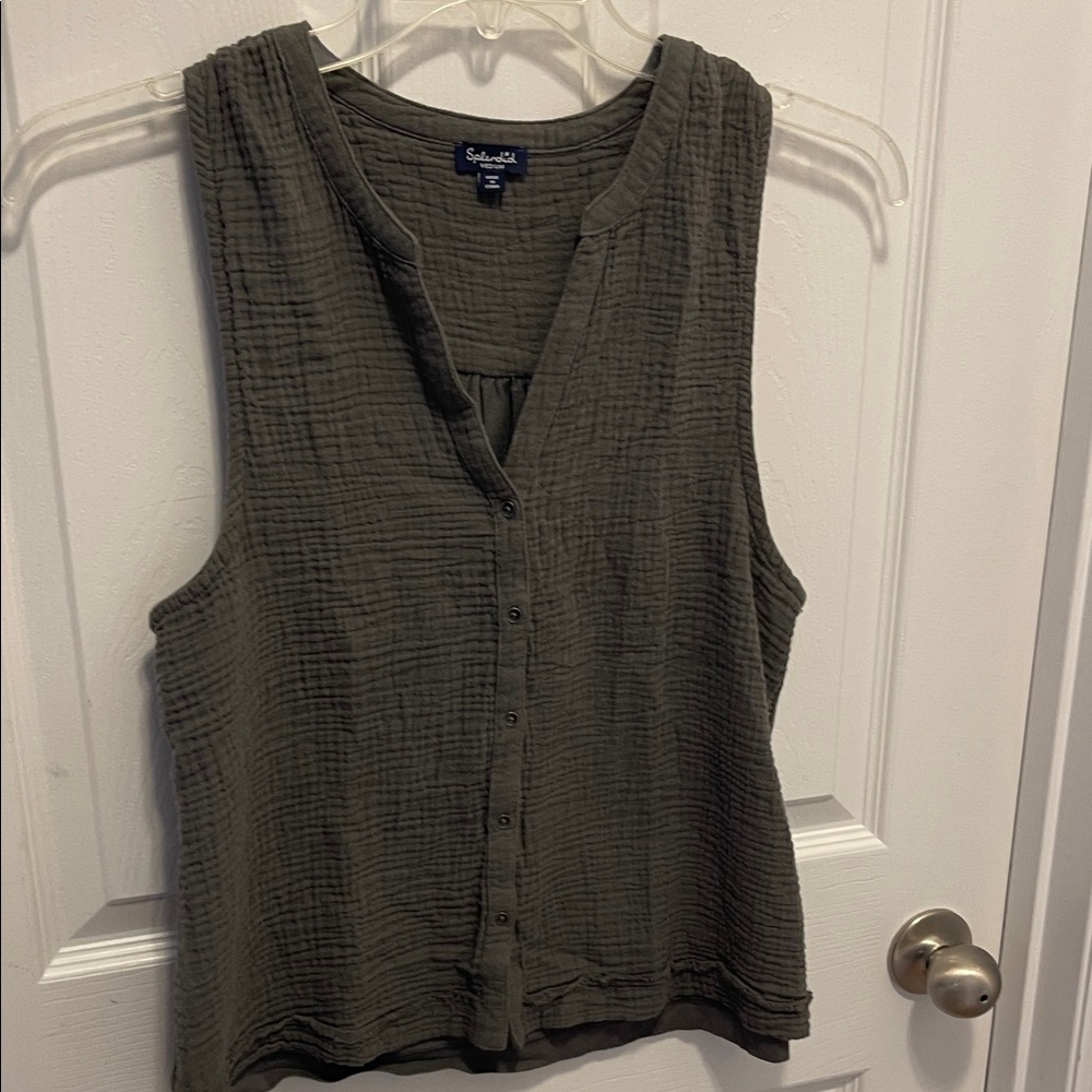 Splendid Brand-Sophisticated Olive Sleeveless Top